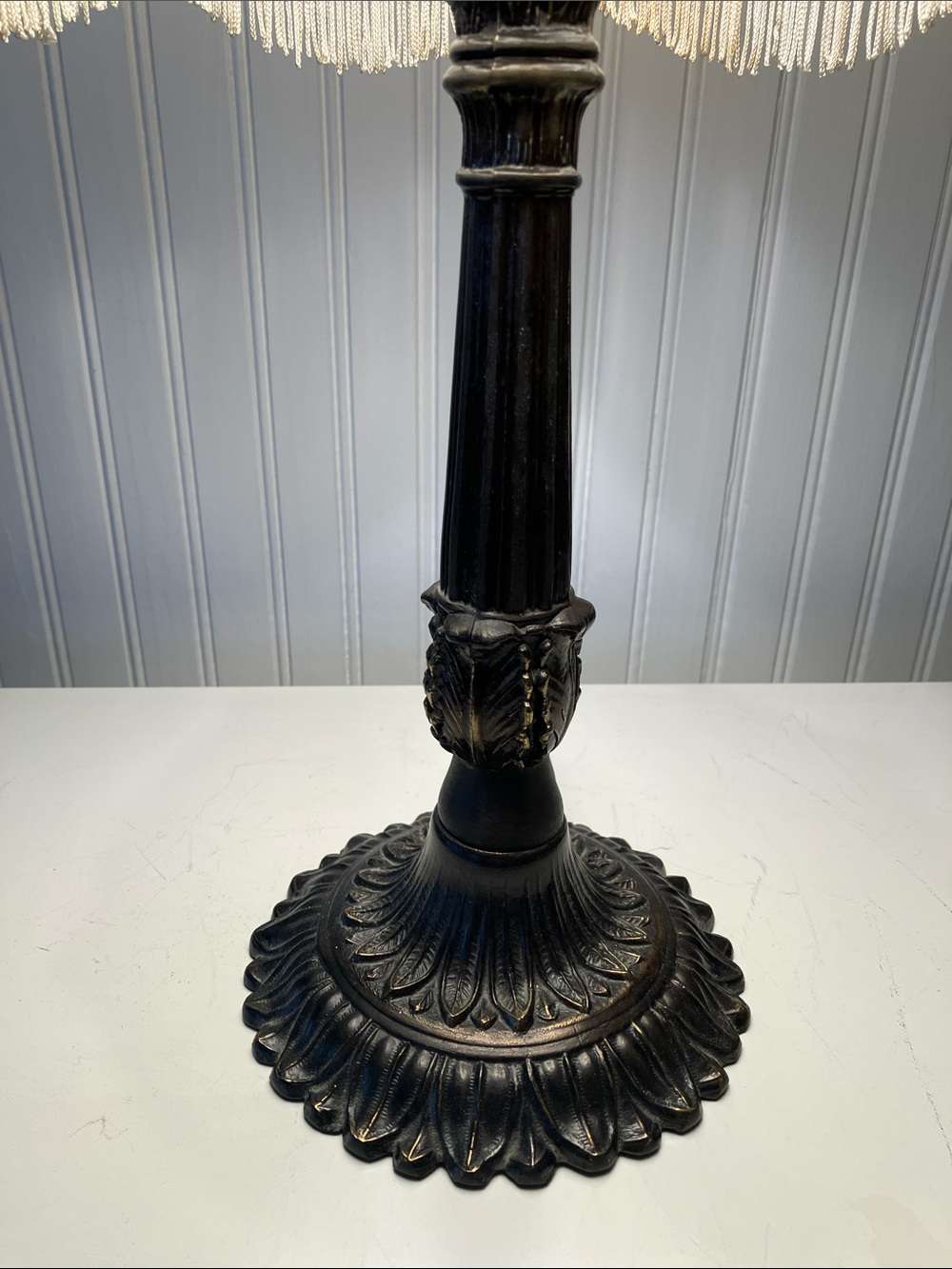 Vintage Victorian Style Boudoir Table Lamp With Fringe Lampshade - Picture 7 of 15
